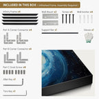 SIGNWIN 36"x72" Extra Large Framed Wall Art Spiral Galaxy Vivid Blue and Yellow Cosmic Space Illustration for Home Living Room Bedroom Decor (Frame Assembly Required)