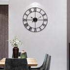 1st owned 16 inch Wall Clock - Metal Retro Roman Numeral Wall Clock, Almost Silent, Easy to Read for Living Room Decor/Home/Kitchen/Bedroom/Office/School(Black)