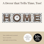 Young's Inc Horizontal Home Letter Blocks with Vertical Wall Clock, Wood Wall Art for Living Room Decor, Farmhouse, Wall Decor, Battery Operated Clock, Set of 4