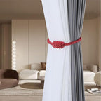 Fenghuangwu 4Pack Magnetic Curtain Tiebacks – Bohemian Style Handmade Woven Tie-Backs for Drapes,Elegant Exquisite Knot Holdbacks,Outdoor Boho & Modern Home Decor -Red