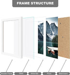 6x8 Picture Frame with Real Glass - Display Pictures 5x7 with Mat or 6 x 8 without Mat, Photo Frame for Wall or Table Top Display(White, 3 Pack)