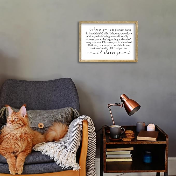 I Choose You To Do Life Sign Wall Decor 16X11 I Love You InchRomantic Marriage Art Wooden Framed Wall Hanging (Wood)