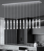 12-Lights Modern Crystal Chandeliers LED Pendant Light for Kitchen Island Dining Room Entrance Foyer Living Room Silver