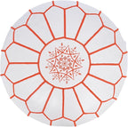 Marrakesh Gallery Genuine Leather Round Pouf Unstuffed - Moroccan Ottoman Footstool, Footrest Cover - Boho Decor - Bohemian Living Room, Bedroom, Kids Room, Gift & Wedding