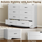 8-Drawer Dresser for Bedroom, Modern Wooden Chest of Drawers with Metal Handles, Anti-Tipping Design, Sturdy and Stable Storage Organizer for Living Room, Entryway, Home Office