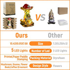 Upgraded Size Solar Garden Outdoor Statues Gnome Reading Under Mushroom with 5 LED Solar Figurine for Lawn,Patio,Balcony,Yard Decor Unique Housewarming Gift for Grandfather, Father,Grandma,Wen