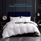 Cobnom® Organic Cotton Down Comforter Queen Size - Fluffy High Fill-Power Down & Feather Fibers Duvet Insert, All-Season Hypoallergenic Hotel-Style Bedding (Ivory White 90x90 Inch)