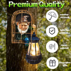 Whimsical Fairy Garden Halloween Gnomes with Solar Lights-10 Elf Out The Door Tree Hugger Garden Statues-Outdoor&Yard Decor-Tree Face Sculpture,Ideal Gifts - Yard Art for Patio,Fence,Wall