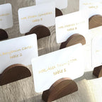 UNIQOOO 10 Set 2" Arch Walnut Wood Stand with Cards |1.2mm Slot, for Name Cards, Place Card Holder, Photo Display Stand | for Event Decor, Retail Shop, Cafe Restaurant Menu, Business Card, Name Tag