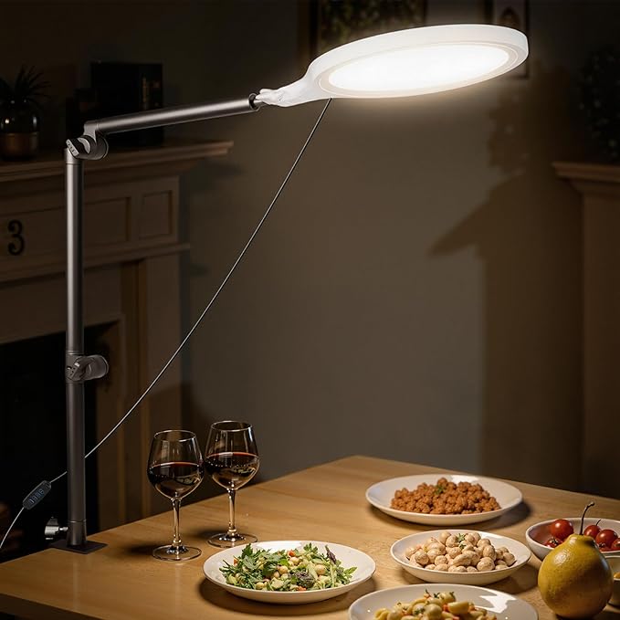 Desk Ring Light with Stand, 10" LED Desk Ring Light with Clamp, 360°Rotate & Flexible Height Full-Screen Overhead Ringlight for Video Recording, TikTok, YouTube, Live Streaming, Content Creation