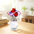 Crystal Rose Bouquet Flower Figurine Pink Purple and Red Flower Ornaments Gift for Lover