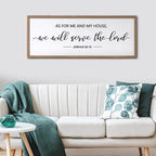 As For Me And My House We Will Serve The Lord Framed Wall Art, 32''×12'' Horizontal Positive Religious Rustic Bible Verse, Vintage Holy Catholic Scripture Decor for Christian God Jesus Christ Prayer