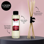 LOVSPA Velvet Rose Diffuser Oil - Luxury Essential Oils for Diffuser Refill & Air Freshener Room Spray - Long-Lasting & Natural Home Fragrance, Scented Oil for Diffusers, USA Made, 4oz