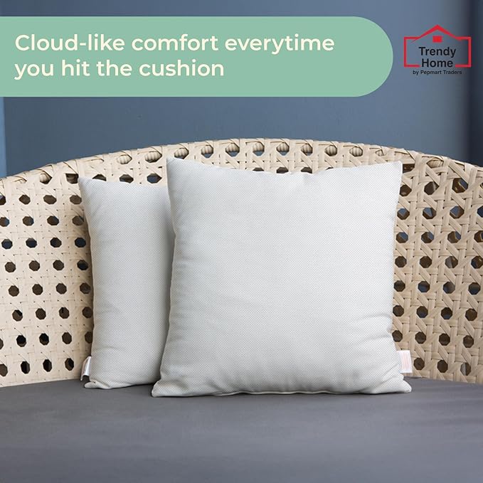 Trendy Home 16x16 Throw Pillow Insert (Set of 2, White) Bed and Couch Pillows Stuffer Hypoallergenic, Decorative Home Outdoor Sofa Pillow Filler (Non Woven, 2 Pack)