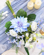 Nubry Fake Artificial Flowers Bouquet,Faux Silk Dahlia Flower Bouquet Floral Arrangement Fake Plant Decor for Tables Centerpieces,Home Office Party Wedding Decor(Blue)