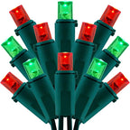 200 Count Red Green Wide Angle LED Christmas Lights, 66 ft Green Wire UL Certified Commercial Grade 5mm Holiday String Light Set (Red & Green)