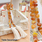 Agate Stone Hand Knotted Garland Modern Farmhouse Rustic Table Home Decor, 30inch Meditation Accessories with Tassel, Prayer Healing Beads Boho Wall Shelf Hanging Decoration (Orange)