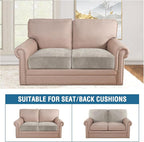 H.VERSAILTEX Velvet Stretch Couch Cushion Cover Plush Cushion Slipcover for Chair Loveseat Sofa Cushion Furniture Protector Seat Cushion Sofa Cover (2 Piece Large Sofa Cushion Covers, Oatmeal)