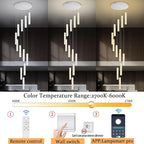 Long Spiral Crystal Chandelier Lighting for Foyer Silver 12-Light Staircase Chandelier High Ceiling Slopped LED Dimmable 2700K-6000K