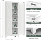 71'' Farmhouse Metal Storage Cabinet with Barn Doors,Steel File Cabinet for Home Office,Kitchen Pantry 4 Adjustable Shelves,Freestanding Cupboard for Kitchen,for Home Office,School (White)