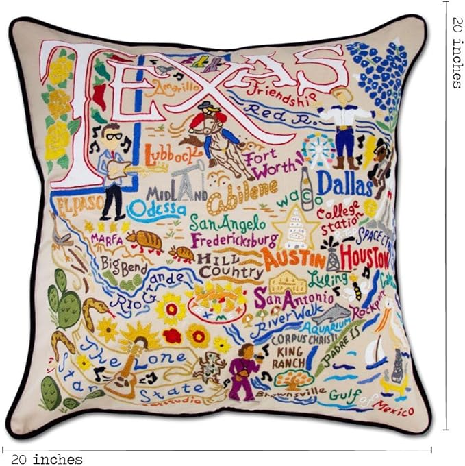 Catstudio Texas Embroidered Decorative Throw Pillow