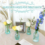 Bud Vases in Bulk 24, Blue Glass Vase, Small Vases for Flowers, Modern Ribbed Glass Bud Vase Wedding Flower Vase Blue Decor Baby Shower Party Centerpieces Home Room Table Decorations