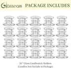 Glasseam Glass Tapered Candlestick Holders: 20Pcs Clear Taper Candle Holders Bulk Modern Small Candle Stick Candle Holder Short for Table Centerpiece Wedding Christmas Dinner Party Decor