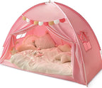 Razee Twin Bed Tent for Kids, Twin Size Bed Tents Indoor Canopy Privacy on Bunk Sleep Inside Drafty Room for Girls, Pink