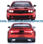 Car Toys for Boys 1/24 Diecast Cars Hellcat SRT Collectibles Model Kit,Pull Back Metal Toy Car with Lights and Sounds,Toy Cars for Boys Age 4-7（Metallic Red）