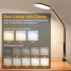 Desk Lights for Home Office, 1200 Lumen LED Desk Lamps with Clamp, Highly Eye-Caring Video Conference Light for Computer, 3 Color 10 Brightness Levels for Ideal Lighting, Remote, Memory & Timer