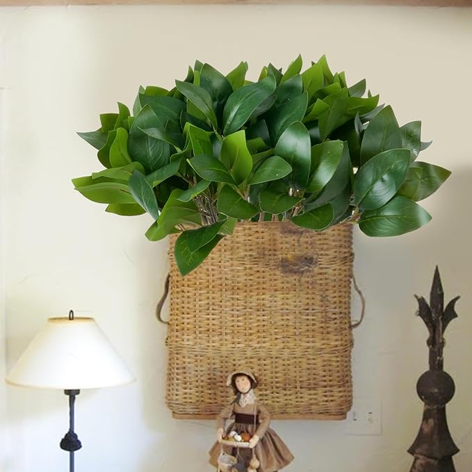 12 PCS Artificial Greenery Stems Fake Eucalyptus Leaves Stems Real Touch Greenery Branches for Vase Fillers Home Wedding Party Kitchen Indoor Outdoor Decorations