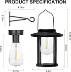 Solar Lantern Outdoor,Hanging Solar Lights Waterproof,Outdoor Wall Light Fixtures wiht Bulb,Outside Porch Lights Wall Mount for Front Garage Chicken Coop Farmhouse,2 Pack