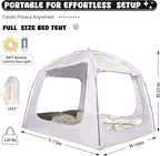 Bed Tent Bed Canopy Full Size for Kid and Adults 100% Breathable Tents 4 Doors 80% Blackout - Indoor Portable Sleeping Tents Privacy Large Space with String Light