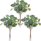 Beferr 18pcs Eucalyptus Stems Bulk Faux Silver Dollar Eucalyptus Leaves Plant Branches Artificial Greenery Stems for Flower Arrangements Home Decor Indoor