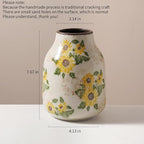 Levvohd Vintage Ceramic Vase, 7.7 Inch Yellow and Beige Sunflower Floral Modern Flower Vases for Home Decor Aesthetic Living Room Bookshelf Office Tuscan Decorations (Conical)