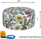 FUNHOME Inflatable Outdoor Ottoman with Air Pump,20"x9" Portable Patio Pouf,Water Resistant,Fade-Resistant,Round Blow Up Footrest Stools for Home Garden Camping Travel(Butterfly Flower)