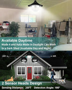 Solar Shed Light Outdoor Indoor 3000LM Solar Lights Daytime Available with Remote Control, Double Motion Sensor & 5 Lighting Modes, Solar Indoor Lights for Gazebo, Shed, Garage, Barn