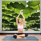 FENDROM Nature Lotus Leaf Tapestry Plant Tapestry Green Natural Scenery Wall Hanging 3D Wall Art For Bedroom Living room Dorm