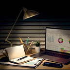 Desk Lamp Modern Industrial 100% Metal Table Lamp 22", Soft White Light (3000K) with Adjustable Switch, Ideal for Office Bedroom Study Room Living Room Nightstand Bedside Lamps Brass