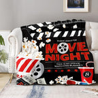 Aimego Movie Night Gifts Blanket Vintage Cinema Popcorn Movie Reel Decor Throw for Women Kids Adults Teens Soft Lightweight Fleece Cozy Fuzzy Birthday Christmas Blankets 50"x60"