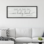 ZZJJHYWGQ Dining Room Wall Decor Give Us This Day Our Daily Bread Sign Bible Verse Christian Quotes 40"×15" Matthew 6:11 for Kitchen Large Farmhouse Rustic Horizontal Wall Hanging Art (Black)