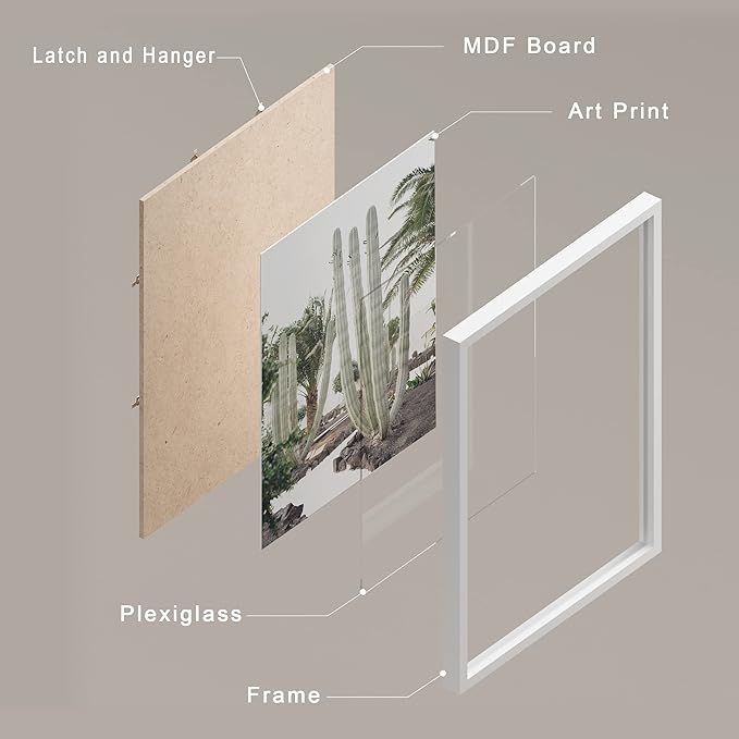 SIGNWIN Framed Cactus Desert Wall Art, Set of 4 Cactus Desert Wall Decor Prints, Nature Wilderness Wall Décor for Living Room, Bedroom - 11"x14"x 4 White