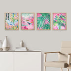 SIGNWIN Framed Tropical and Floral Bright Botanical Preppy Room Decor Pink Decor Digital Art Modern Art Decorative Multicolor Scenic for Bedroom - 11"x14"x4 Natural