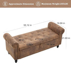 Furniliving 55” End of Bed Bench, Bedroom Bench with Button-Tufted, Large Upholstered Storage Ottoman Entryway Bench with Storage Shoe Cabinet Bench, for Bedroom, PU, Coffee