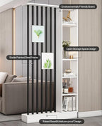 Wall Room Divider, Storage Cabinet Storage Display with Shelves, Modern Freestanding Wood Room Divider Screen, Wall Privacy Screens for Home Decorative (White+Black,31.5" L x 9.5" W x 79.5" H)