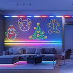 Neon Sign Cartoon Christmas Wreath Neon Light Sign LED Signs for Wall Light Up Signs for Home Party (Candy Cane)