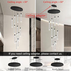 12-Lights Chandelier LED Dimmable Chandeliers for Entryway Flush Mount Ceiling Pendant Light Fixture Crystal Chandeliers for Living Room Black Finished Lighting Modern High Ceiling Chandelier