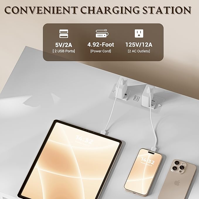 30.5" Nightstand with Charging Station, 3-Drawer Fluted Bedroom Chest, Wood Bedside Dresser with Power Outlets and USB Ports, Metal Slides, Stable Base, Modern Storage Cabinet for Small Spaces