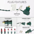 300LIGHTS(2*150L) RED Extra-Bright with End Connectors Christmas Decorative Lights 19.44m UL Certified Mini String Light Set Waterproof for Home Garden Holiday Tree Party Patio Decor Wedding