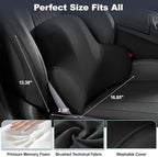 Lumbar Support for Car - Back Cushion for Driving Seat Lower Back Pain Relief - Memory Foam Lumbar Pillow for Car/Office Chair - Ergonomic Streamline Soft Washable Cover-Black&Grey